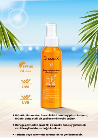 Derminix Leke Karşıtı Güneş Koruyucu Krem - 50 Spf Yüz ve Vücut Güneş Kremi