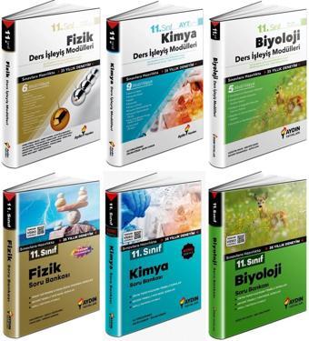Aydın 2024 11. Sınıf Fizik + Kimya + Biyoloji Ders İşeyiş + Soru Seti 6 Kitap - Aydın Yayınları