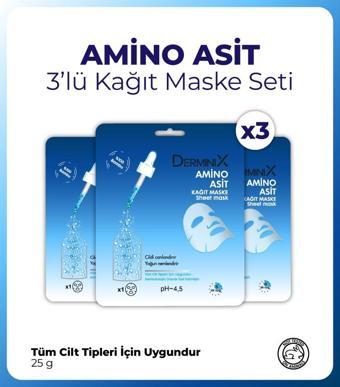 Derminix Amino Asit 3'lü Kağıt Maske Set