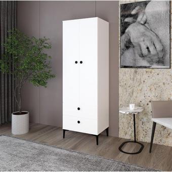 Kalender Dekor Silvia - 1, 2 Kapaklı 2 Çekmeceli Dolap Ve Gardırop Beyaz