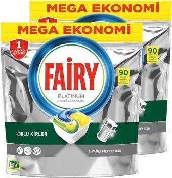 Fairy Platinum 180'li  Bulaşık Makinesi Deterjanı Tablet Limon Kokulu 90x2