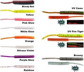 Fujin Baby Worm Kokulu Lrf Silikon Yemi Yellow Rainbow UV