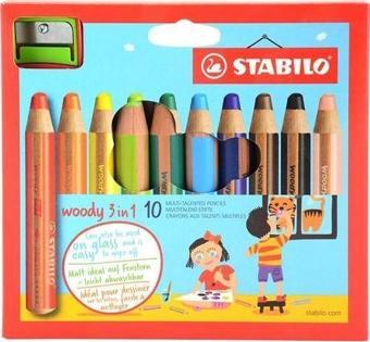 Stabilo Woody Kuru boya 3in1 6 Renk + Kalemtıraş