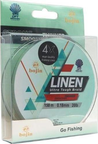 DFT Bojin 4X Linen İp Misina 150 m Yeşil 0,14 mm.