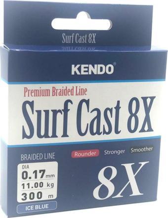 Kendo Surf Cast 8X Fıghtıng 300 mt Örgü İp ( ICE BLUE) 0,15 mm. - 9.50 Kg.