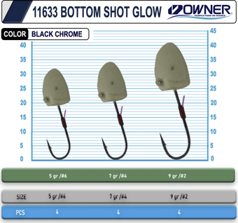 Owner Cultiva 11633 JH-80 Bottom Shot Glow Lrf Jighead 7 g. - 4 No.