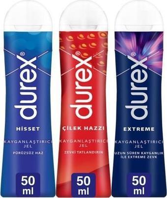 Durex Hisset 50ml + Çilek Jel 50ml + Extreme Anal Kayganlaştırıcı Jel 50ml