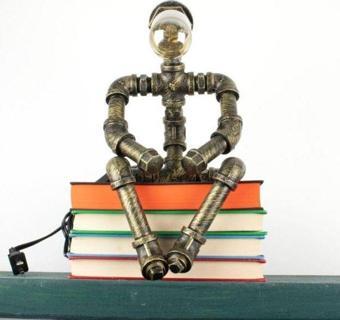 Robot Tasarım Retro Masa Lambası Rustik Endestriyel Tasarım Başucu Lambası Kitap Okuma Lambası