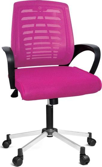 Türksit Karizma File Çalişma Koltuğu Metalik Gri Boyalı Ayak Pembe