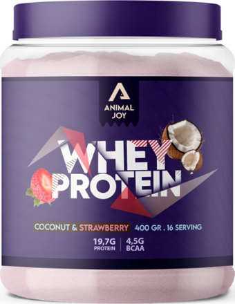 Animal Joy Whey Protein Tozu 400 gr 16 Servis Hindistan Cevizi & Çilek