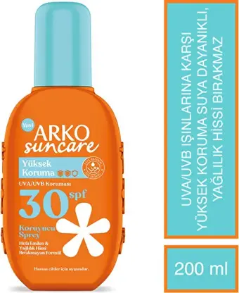 Arko Suncare Spf30+ Yüksek Korumalı Vücut Güneş Spreyi 200 Ml