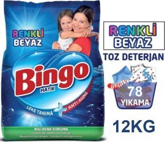 Bingo Matik Renkli Beyaz 4 kg 3'Lü Paket Beyazlar ve Renkliler için Toz Çamaşır Deterjanı