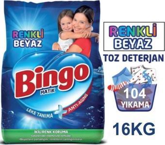 Bingo Matik Renkli Beyaz 4 kg 4'Lü Paket Beyazlar ve Renkliler için Toz Çamaşır Deterjanı