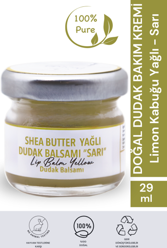 Dudak Bakım Kremi - Lip Balm (Limon Kabuğu & Shea Butter Yağlı) 29 ml.