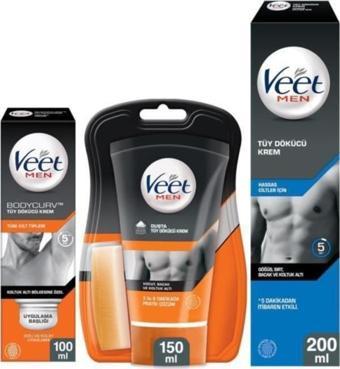 Veet Men Hassas 200ml Tüy Dökücü Krem + 150ml Duşta Tüy Dökücü Krem+ 100ml Koltuk Altı Özel Avantaj