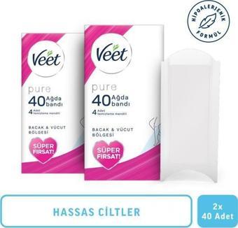 Veet Pure Ağda Bandı Hassas Ciltler İçin Bacak&Vücut Bölgesi Süper Fırsat 80’li