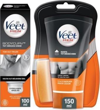 Veet Men 150ml Duşta Tüy Dökücü Krem + Veet Men Koltuk Altına Özel 100ml Tüy Dökücü Krem