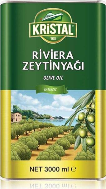 Kristal Riviera Zeytinyağı 3 Litre Teneke Kutu