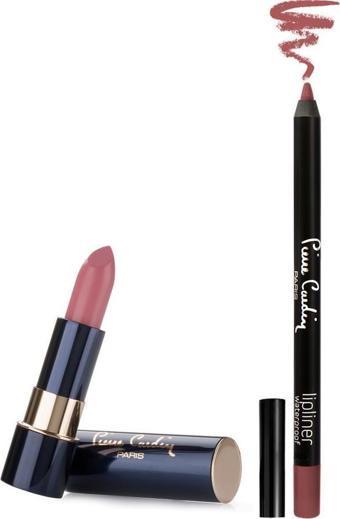 Pierre Cardin Matte Rouge Mat Ruj Fushion Pink - Lipliner Suya Dayanıklı Dudak Kalemi-2'li Set