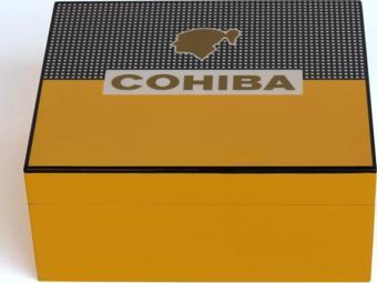 Cohiba Sarı-Karbon Desenli Puro Humidor Seti