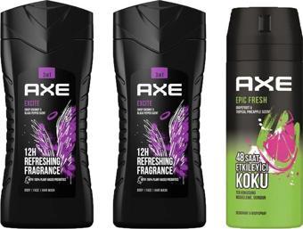 Axe Excite 3in1 Erkek Duş Jeli 250ML X2 Adet + Epic Fresh Erkek Deodorant 150ML 2li Set