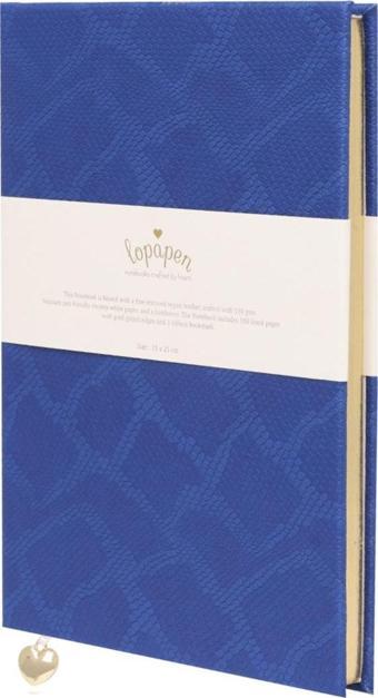 Lopapen Mavi Vegan Deri Sert Kapaklı Çizgili Defter 15 x 21 cm