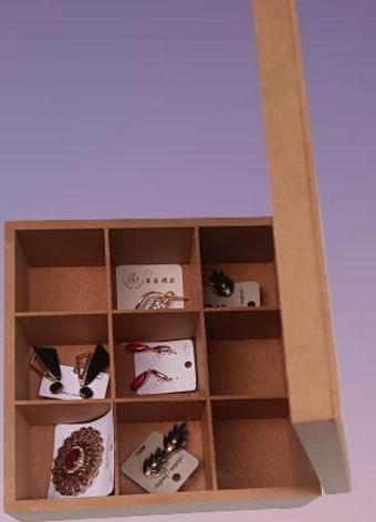 Hobi 90022 Dekoratif Model Takı Kutusu Bölmeli Ahşap HAM MDF El Yapımı
