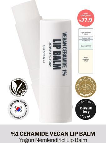 Derma Factory %1 Seramid İçeren Büyük Boy Yoğun Nemlendirici Dudak Balmı Derma Factory Vegan Ceramide Lip Balm