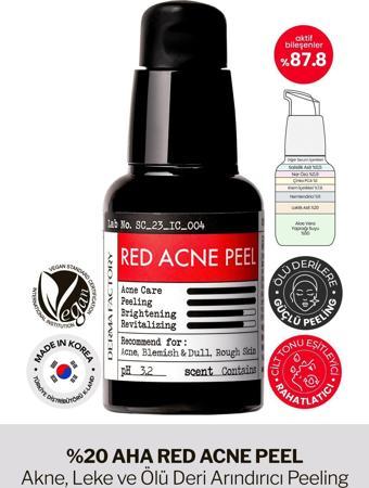 Derma Factory %20 AHA Peeling Serum Yıkanan Form Akne, Leke ve Arındırıcı Derma Factory Red Acne Peel 30 ml