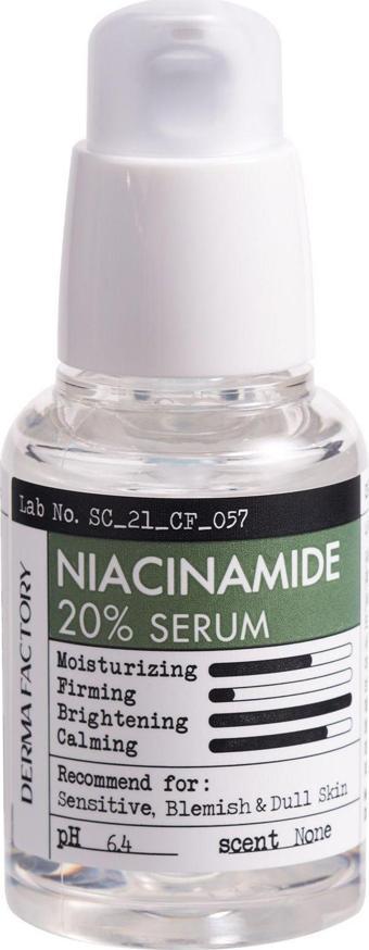 Derma Factory %20 Niasinamid İçeren Aydınlatıcı Cilt Bakım Serumu Derma Factory Niacinamide Serum 30ml