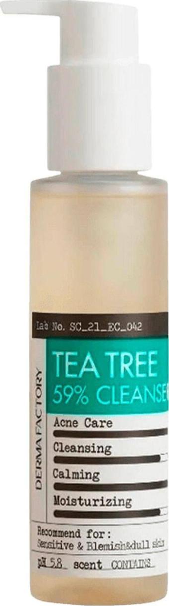 Derma Factory %59 Çay Ağacı İçeren Akneli Ciltlere Özel Temizleme Jeli Derma Factory Tea Tree %59 Cleanser 150ml