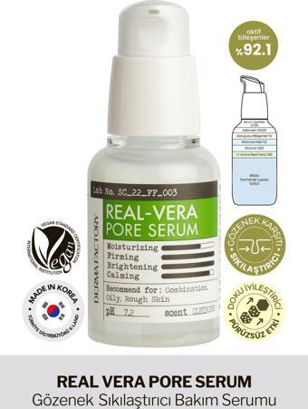 Derma Factory Gözenek Sıkılaştırıcı Bakım Serumu Derma Factory Real Vera Pore Serum 30ml