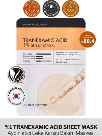 Derma Factory Leke Baskılayıcı ve Aydınlatıcı Tranexamic Acid, Glutatyon Kağıt Maske Derma Factory Sheet Mask