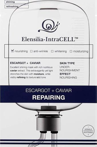 Elensilia Escargot  Havyar Onarıcı Nemlendirici Yaprak Maske Intracell Caviar Repairing Mask