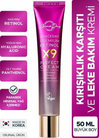 Grace Day Leke Ve Kırışıklık Karşıtı, Aydınlatıcı Ve Nemlendirici Premium Retinol X9 Perfect Cream