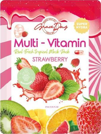 Grace Day Multivitamin Çilek Yoğun Nemlendirici Kağıt Maske Grace Day Strawberry Sheet Mask ( Vegan Maske )