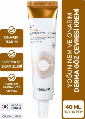 Lebelage Egzama Ve Kırışıklık Karşıtı Salyangoz Özlü Nemlendirici Göz Kremi Dr. Snail Derma Eye Cream 40 ml