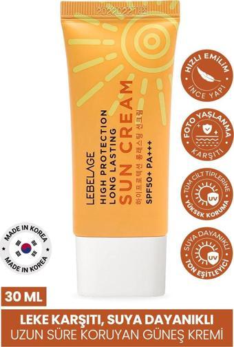 Lebelage Leke Karşıtı, Suya Dayanıklı Uzun Süre Koruyan Güneş Kremi Spf 50 + Pa +++