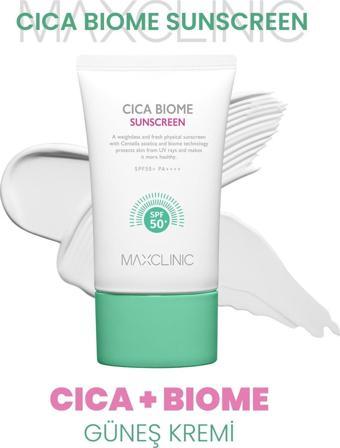 Maxclinic Cica Biome Kompleksi İçeren Yatıştırıcı Güneş Koruyucu MAXCLINIC Cica Biome Sunscreen SPF50+ PA++++