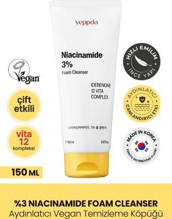 Yeppda %3 Niacinamide İçeren Temizleme Köpüğü Yeppda Niacinamide Foam Cleanser 150 ml