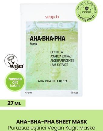 Yeppda Akneli Ciltler İçin Pürüzsüzleştirici Kağıt Maske Yeppda AHA BHA PHA Mask 27 ml