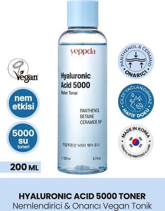 Yeppda Nemlendirici Hyalüronik Asit İçeren Vegan Tonik Yeppda Hyaluronic Acid 5000 Water Toner 200ml