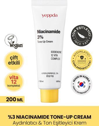 Yeppda Su Bazlı Aydınlatıcı Krem Niacinamide %3 Tone Up Cream 50 ml 8809452673938, One Size