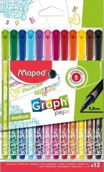 Maped Fineliner Desenli X 12 Askılı Paket- 0.8 Uç