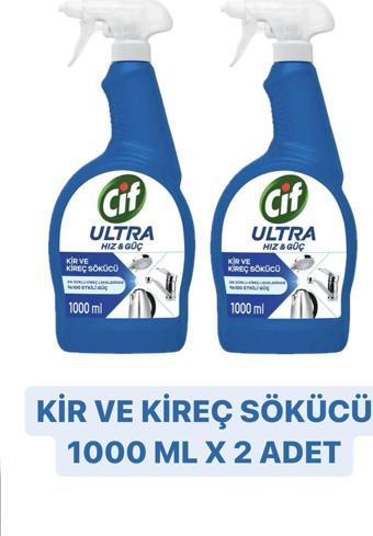 Cif ULTRA HIZ & GÜÇ KİREÇ SÖKÜCÜ SPREY LEKE VE KİR ÇIKARICI 1000 ML X 2 ADET