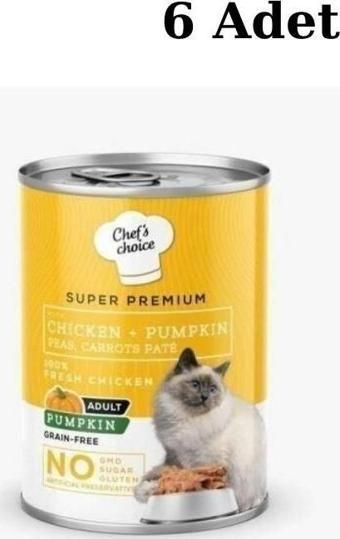 New Chefs Choice Tavuklu ve Bal Kabaklı Tahılsız Ezme Yetişkin Kedi Konservesi 400 Gr 6 Adet