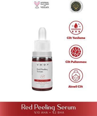 Voop Cilt Bakımı Ve Yüz Serumu Leke Karşıtı Özellikli Kırmızı Peeling Serum 10 ml %10 Aha %2 Bha
