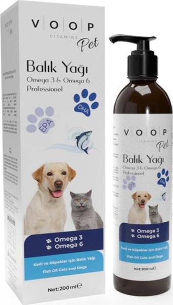 Voop Pet Fish Oil(Kediler - Köpekler için Tüy Dökülmelerine Karşı, Kalp Sağlığını Destekleyen Balık Yağı)