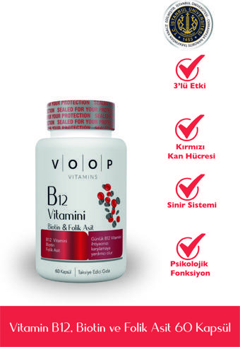 Voop Vitamin B12, Biotin Ve Foik Asit Içeren Takviye Edici Gıda 60 Kapsül