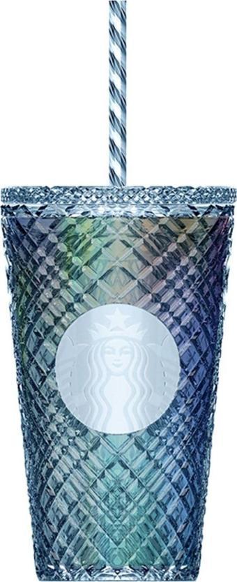 Starbucks  Parlak Plastik Soğuk Içecek Bardağı - Mavi - 473 ml -